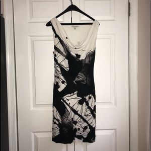 BR Black and white cowl neck dress